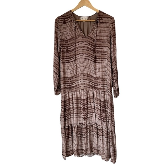 Anthropologie Cloth & Stone Mauve Tiered Striped Maxi Dress, Small - Picture 2 of 11